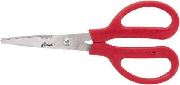 Clauss - 4" LOC, 7" OAL Stainless Steel Dubbed Trimmers - Serrated, Plastic Handle, For Paper, Fabric - Exact Tool & Supply