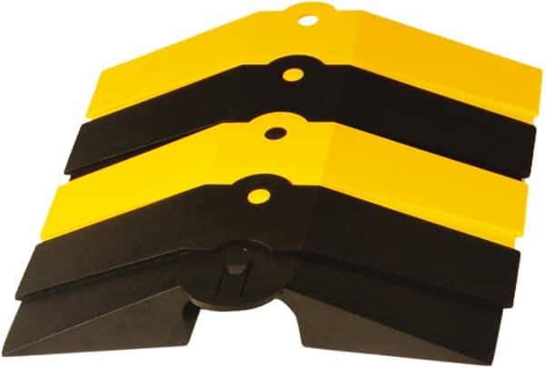 UltraTech - 1 Channel, 1 Ft Long, 1-1/2" Max Compatible Cable Diam, Yellow/Black ABS On Floor Cable Cover - 13-5/8" Overall Width x 2-1/8" Overall Height, 3" Channel Width x 1-1/2" Channel Height - Exact Tool & Supply