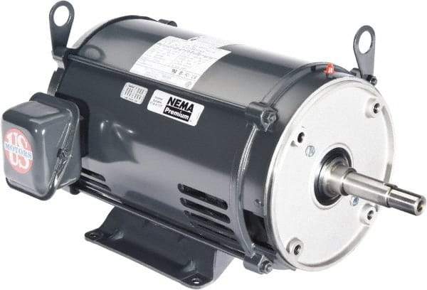 US Motors - 3 hp, ODP Enclosure, No Thermal Protection, 3,485 RPM, 208-230/460 Volt, 60 Hz, Three Phase Energy Efficient Motor - Size 145 Frame, Rigid Mount, 1 Speed, Ball Bearings, 8.3-7.5/3.7 Full Load Amps, F Class Insulation, CCW Lead End - Exact Tool & Supply