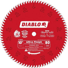 Freud - 10" Diam, 5/8" Arbor Hole Diam, 80 Tooth Wet & Dry Cut Saw Blade - Carbide-Tipped, Standard Round Arbor - Exact Tool & Supply
