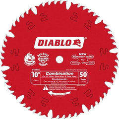 Freud - 10" Diam, 5/8" Arbor Hole Diam, 50 Tooth Wet & Dry Cut Saw Blade - Carbide-Tipped, Standard Round Arbor - Exact Tool & Supply