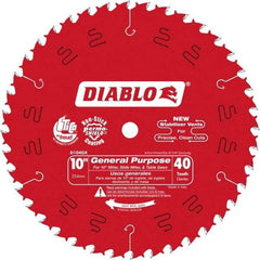 Freud - 10" Diam, 5/8" Arbor Hole Diam, 40 Tooth Wet & Dry Cut Saw Blade - Carbide-Tipped, Standard Round Arbor - Exact Tool & Supply