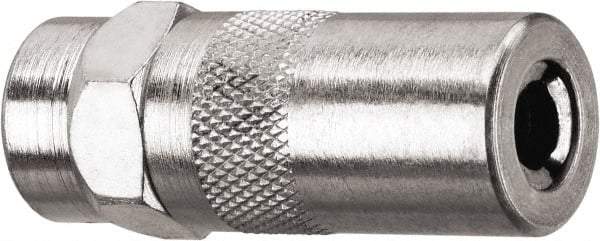 DeWALT - 10,000 Operating psi, 2" Long, 1/8 Thread, Nickel Plated Brass Fixed Grease Gun Coupler - NPT Thread, 10,000 psi Burst Pressure, Silver - Exact Tool & Supply