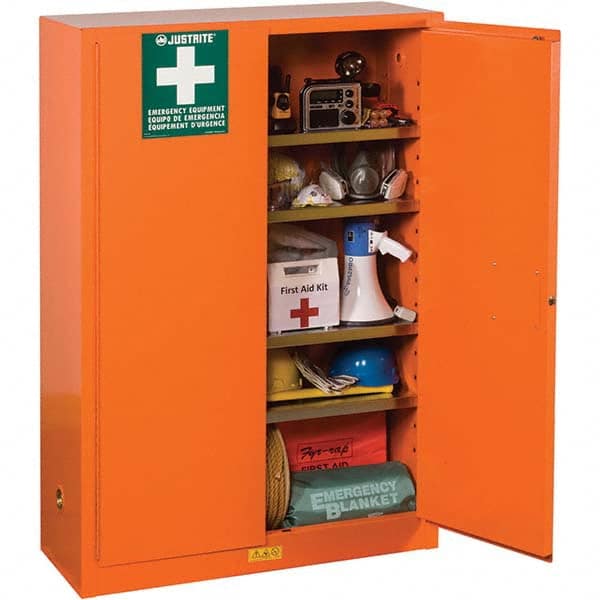 Justrite - Empty First Aid Cabinets & Cases Type: Emergency Preparedness Storage Cabinet Height (Inch): 65 - Exact Tool & Supply