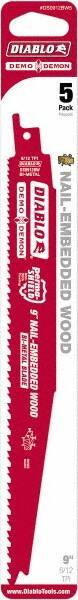 Freud - 9" Long x 1" Thick, Bi-Metal Reciprocating Saw Blade - Tapered Profile, 6 to 12 TPI, Toothed Edge, Universal Shank - Exact Tool & Supply