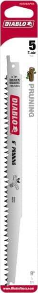 Freud - 9" Long x 3/4" Thick, Bi-Metal Reciprocating Saw Blade - Straight Profile, 5 TPI, Toothed Edge, Universal Shank - Exact Tool & Supply