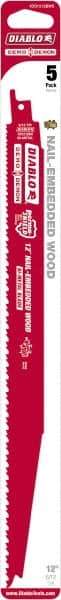 Freud - 12" Long x 1" Thick, Bi-Metal Reciprocating Saw Blade - Tapered Profile, 6 to 12 TPI, Toothed Edge, Universal Shank - Exact Tool & Supply