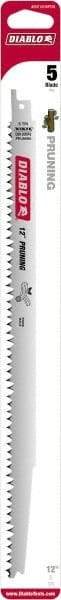 Freud - 12" Long x 3/4" Thick, Bi-Metal Reciprocating Saw Blade - Tapered Profile, 5 TPI, Toothed Edge, Universal Shank - Exact Tool & Supply