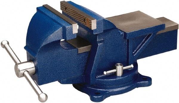 Wilton - 5" Jaw Width, 5" Opening Capacity, 2-1/2" Throat Depth, Steel Swivel Bench Vise - Bolt Down Base Attachment - Exact Tool & Supply