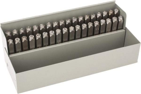 C.H. Hanson - 36 Piece, 1/4" Character Steel Stamp Set - Letters & Figures, Standard - Exact Tool & Supply