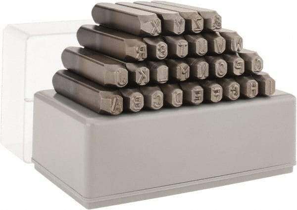 C.H. Hanson - 27 Piece, 1/4" Character Steel Stamp Set - Letters, Low Stress Round Face Full - Exact Tool & Supply