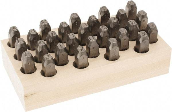 C.H. Hanson - 27 Piece, 3/8" Character Steel Stamp Set - Letters, Low Stress Round Face Full - Exact Tool & Supply