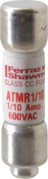Ferraz Shawmut - 600 VAC/VDC, 0.1 Amp, Fast-Acting General Purpose Fuse - Clip Mount, 1-1/2" OAL, 100 at DC, 200 at AC kA Rating, 13/32" Diam - Exact Tool & Supply