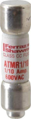 Ferraz Shawmut - 600 VAC/VDC, 0.1 Amp, Fast-Acting General Purpose Fuse - Clip Mount, 1-1/2" OAL, 100 at DC, 200 at AC kA Rating, 13/32" Diam - Exact Tool & Supply