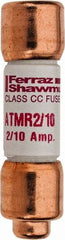 Ferraz Shawmut - 600 VAC/VDC, 0.2 Amp, Fast-Acting General Purpose Fuse - Clip Mount, 1-1/2" OAL, 100 at DC, 200 at AC kA Rating, 13/32" Diam - Exact Tool & Supply