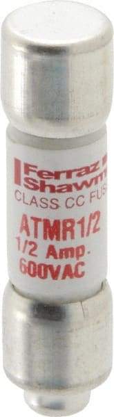 Ferraz Shawmut - 600 VAC/VDC, 0.5 Amp, Fast-Acting General Purpose Fuse - Clip Mount, 1-1/2" OAL, 100 at DC, 200 at AC kA Rating, 13/32" Diam - Exact Tool & Supply