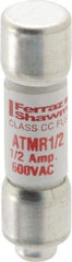 Ferraz Shawmut - 600 VAC/VDC, 0.5 Amp, Fast-Acting General Purpose Fuse - Clip Mount, 1-1/2" OAL, 100 at DC, 200 at AC kA Rating, 13/32" Diam - Exact Tool & Supply