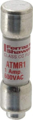 Ferraz Shawmut - 600 VAC/VDC, 1 Amp, Fast-Acting General Purpose Fuse - Clip Mount, 1-1/2" OAL, 100 at DC, 200 at AC kA Rating, 13/32" Diam - Exact Tool & Supply
