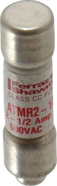 Ferraz Shawmut - 600 VAC/VDC, 2.5 Amp, Fast-Acting General Purpose Fuse - Clip Mount, 1-1/2" OAL, 100 at DC, 200 at AC kA Rating, 13/32" Diam - Exact Tool & Supply