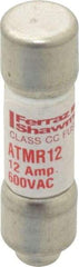 Ferraz Shawmut - 600 VAC/VDC, 12 Amp, Fast-Acting General Purpose Fuse - Clip Mount, 1-1/2" OAL, 100 at DC, 200 at AC kA Rating, 13/32" Diam - Exact Tool & Supply