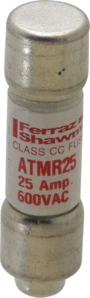 Ferraz Shawmut - 600 VAC/VDC, 25 Amp, Fast-Acting General Purpose Fuse - Clip Mount, 1-1/2" OAL, 100 at DC, 200 at AC kA Rating, 13/32" Diam - Exact Tool & Supply