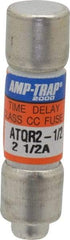 Ferraz Shawmut - 300 VDC, 600 VAC, 2.5 Amp, Time Delay General Purpose Fuse - Clip Mount, 1-1/2" OAL, 100 at DC, 200 at AC kA Rating, 13/32" Diam - Exact Tool & Supply