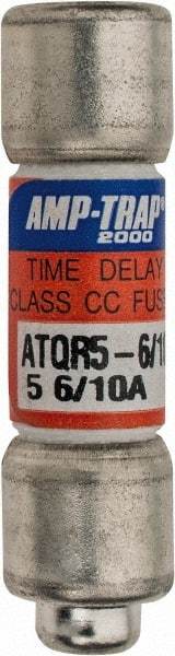 Ferraz Shawmut - 300 VDC, 600 VAC, 5.6 Amp, Time Delay General Purpose Fuse - Clip Mount, 1-1/2" OAL, 100 at DC, 200 at AC kA Rating, 13/32" Diam - Exact Tool & Supply