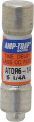 Ferraz Shawmut - 300 VDC, 600 VAC, 6.25 Amp, Time Delay General Purpose Fuse - Clip Mount, 1-1/2" OAL, 100 at DC, 200 at AC kA Rating, 13/32" Diam - Exact Tool & Supply