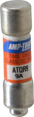 Ferraz Shawmut - 300 VDC, 600 VAC, 9 Amp, Time Delay General Purpose Fuse - Clip Mount, 1-1/2" OAL, 100 at DC, 200 at AC kA Rating, 13/32" Diam - Exact Tool & Supply
