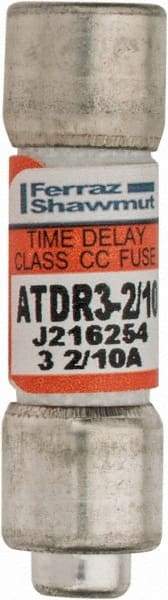 Ferraz Shawmut - 300 VDC, 600 VAC, 3.2 Amp, Time Delay General Purpose Fuse - Clip Mount, 1-1/2" OAL, 100 at DC, 200 at AC kA Rating, 13/32" Diam - Exact Tool & Supply