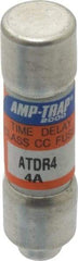 Ferraz Shawmut - 300 VDC, 600 VAC, 4 Amp, Time Delay General Purpose Fuse - Clip Mount, 1-1/2" OAL, 100 at DC, 200 at AC kA Rating, 13/32" Diam - Exact Tool & Supply