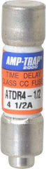 Ferraz Shawmut - 300 VDC, 600 VAC, 4.5 Amp, Time Delay General Purpose Fuse - Clip Mount, 1-1/2" OAL, 100 at DC, 200 at AC kA Rating, 13/32" Diam - Exact Tool & Supply