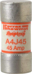 Ferraz Shawmut - 300 VDC, 600 VAC, 45 Amp, Fast-Acting General Purpose Fuse - Clip Mount, 2-3/8" OAL, 100 at DC, 200 at AC kA Rating, 1-1/16" Diam - Exact Tool & Supply