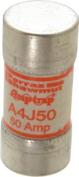 Ferraz Shawmut - 300 VDC, 600 VAC, 50 Amp, Fast-Acting General Purpose Fuse - Clip Mount, 2-3/8" OAL, 100 at DC, 200 at AC kA Rating, 1-1/16" Diam - Exact Tool & Supply