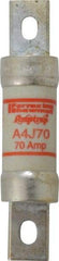Ferraz Shawmut - 300 VDC, 600 VAC, 70 Amp, Fast-Acting General Purpose Fuse - Clip Mount, 4-5/8" OAL, 100 at DC, 200 at AC kA Rating, 1-1/8" Diam - Exact Tool & Supply