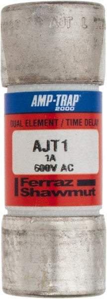 Ferraz Shawmut - 500 VDC, 600 VAC, 1 Amp, Time Delay General Purpose Fuse - Clip Mount, 2-1/4" OAL, 100 at DC, 200 at AC, 300 (Self-Certified) kA Rating, 13/16" Diam - Exact Tool & Supply