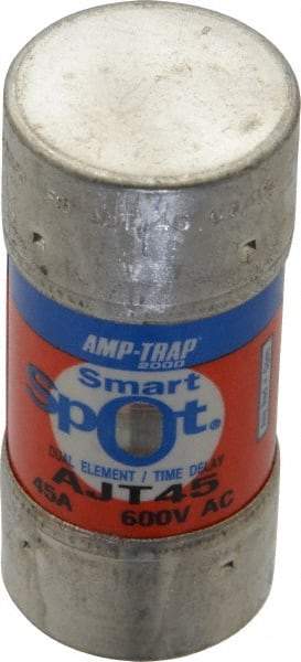 Ferraz Shawmut - 500 VDC, 600 VAC, 45 Amp, Time Delay General Purpose Fuse - Clip Mount, 2-3/8" OAL, 100 at DC, 200 at AC, 300 (Self-Certified) kA Rating, 1-1/16" Diam - Exact Tool & Supply