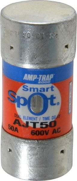 Ferraz Shawmut - 500 VDC, 600 VAC, 50 Amp, Time Delay General Purpose Fuse - Clip Mount, 2-3/8" OAL, 100 at DC, 200 at AC, 300 (Self-Certified) kA Rating, 1-1/16" Diam - Exact Tool & Supply