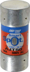 Ferraz Shawmut - 500 VDC, 600 VAC, 50 Amp, Time Delay General Purpose Fuse - Clip Mount, 2-3/8" OAL, 100 at DC, 200 at AC, 300 (Self-Certified) kA Rating, 1-1/16" Diam - Exact Tool & Supply