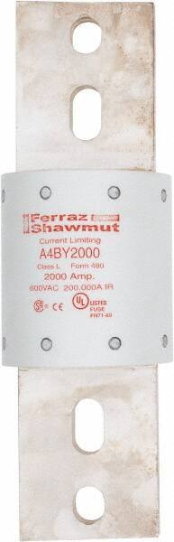 Ferraz Shawmut - 300 VDC, 600 VAC, 2000 Amp, Time Delay General Purpose Fuse - Bolt-on Mount, 10-3/4" OAL, 100 at DC, 200 at AC kA Rating, 3-1/2" Diam - Exact Tool & Supply