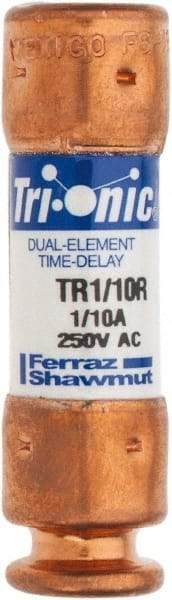 Ferraz Shawmut - 250 VAC/VDC, 0.1 Amp, Time Delay General Purpose Fuse - Clip Mount, 50.8mm OAL, 20 at DC, 200 at AC kA Rating, 9/16" Diam - Exact Tool & Supply