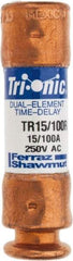 Ferraz Shawmut - 250 VAC/VDC, 0.15 Amp, Time Delay General Purpose Fuse - Clip Mount, 50.8mm OAL, 20 at DC, 200 at AC kA Rating, 9/16" Diam - Exact Tool & Supply