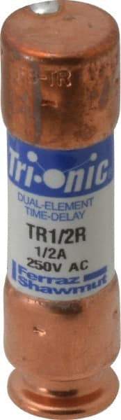 Ferraz Shawmut - 250 VAC/VDC, 0.5 Amp, Time Delay General Purpose Fuse - Clip Mount, 50.8mm OAL, 20 at DC, 200 at AC kA Rating, 9/16" Diam - Exact Tool & Supply