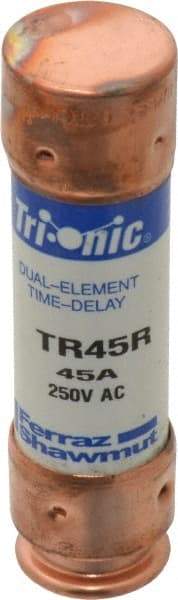 Ferraz Shawmut - 250 VAC/VDC, 45 Amp, Time Delay General Purpose Fuse - Clip Mount, 76.2mm OAL, 20 at DC, 200 at AC kA Rating, 13/16" Diam - Exact Tool & Supply