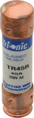 Ferraz Shawmut - 250 VAC/VDC, 45 Amp, Time Delay General Purpose Fuse - Clip Mount, 76.2mm OAL, 20 at DC, 200 at AC kA Rating, 13/16" Diam - Exact Tool & Supply