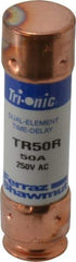 Ferraz Shawmut - 250 VAC/VDC, 50 Amp, Time Delay General Purpose Fuse - Clip Mount, 76.2mm OAL, 20 at DC, 200 at AC kA Rating, 13/16" Diam - Exact Tool & Supply