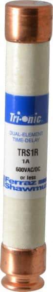 Ferraz Shawmut - 600 VAC/VDC, 1 Amp, Time Delay General Purpose Fuse - Clip Mount, 127mm OAL, 20 at DC, 200 at AC kA Rating, 13/16" Diam - Exact Tool & Supply