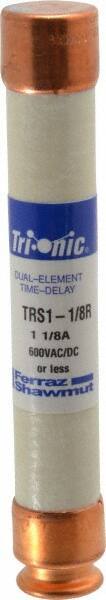 Ferraz Shawmut - 600 VAC/VDC, 1.13 Amp, Time Delay General Purpose Fuse - Clip Mount, 127mm OAL, 20 at DC, 200 at AC kA Rating, 13/16" Diam - Exact Tool & Supply