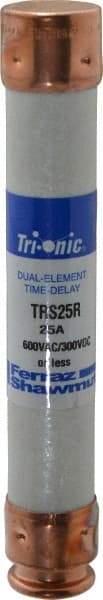 Ferraz Shawmut - 300 VDC, 600 VAC, 25 Amp, Time Delay General Purpose Fuse - Clip Mount, 127mm OAL, 20 at DC, 200 at AC kA Rating, 13/16" Diam - Exact Tool & Supply