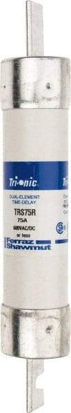 Ferraz Shawmut - 600 VAC/VDC, 75 Amp, Time Delay General Purpose Fuse - Clip Mount, 7-7/8" OAL, 100 at DC, 200 at AC kA Rating, 1-5/16" Diam - Exact Tool & Supply